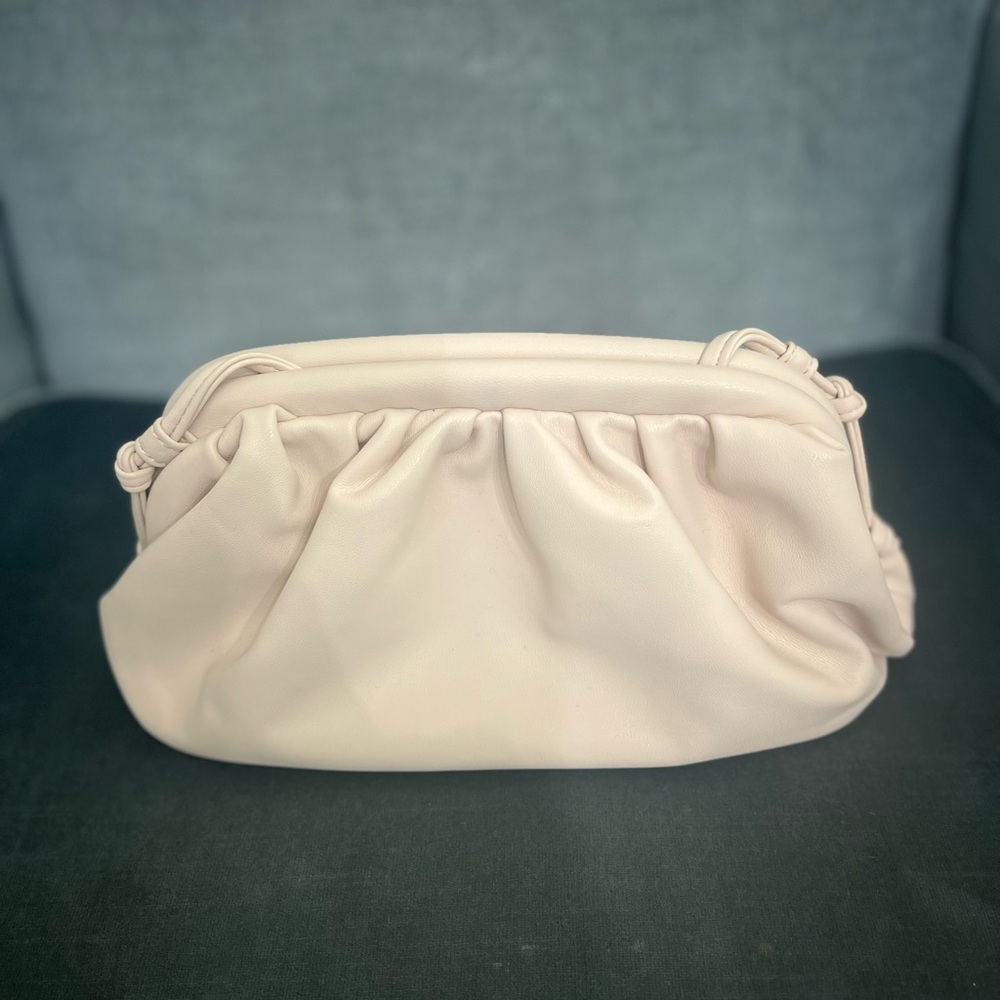 Soft Ruched Cream Clutch